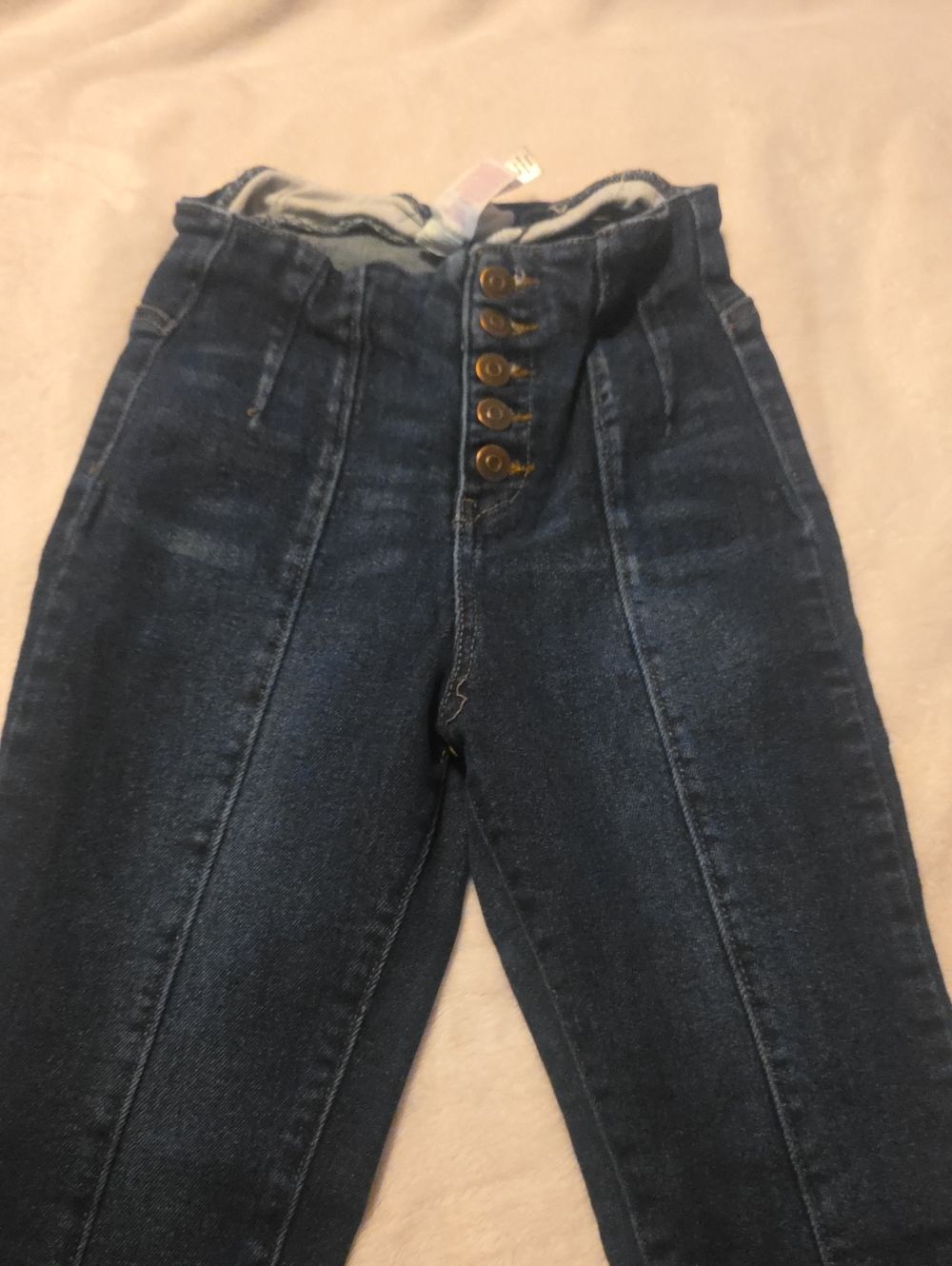 No Boundaries Dark Blue High-Rise Button-Fly Jeans